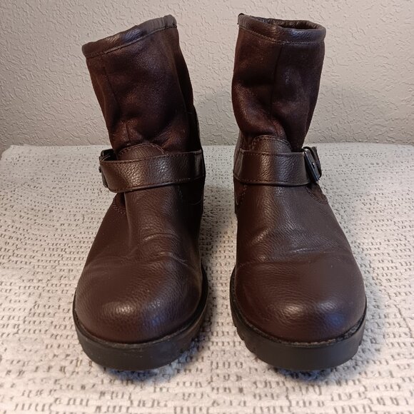 Aldo women's “Legisa” Buckle Motorcycle Fleece Chunky Mid-Calf Boots sz 10 - Picture 2 of 14